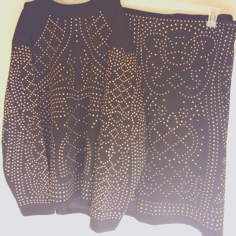Black studded 2-piece skirt set brand rainbowshops.com size 3XL & 2XL